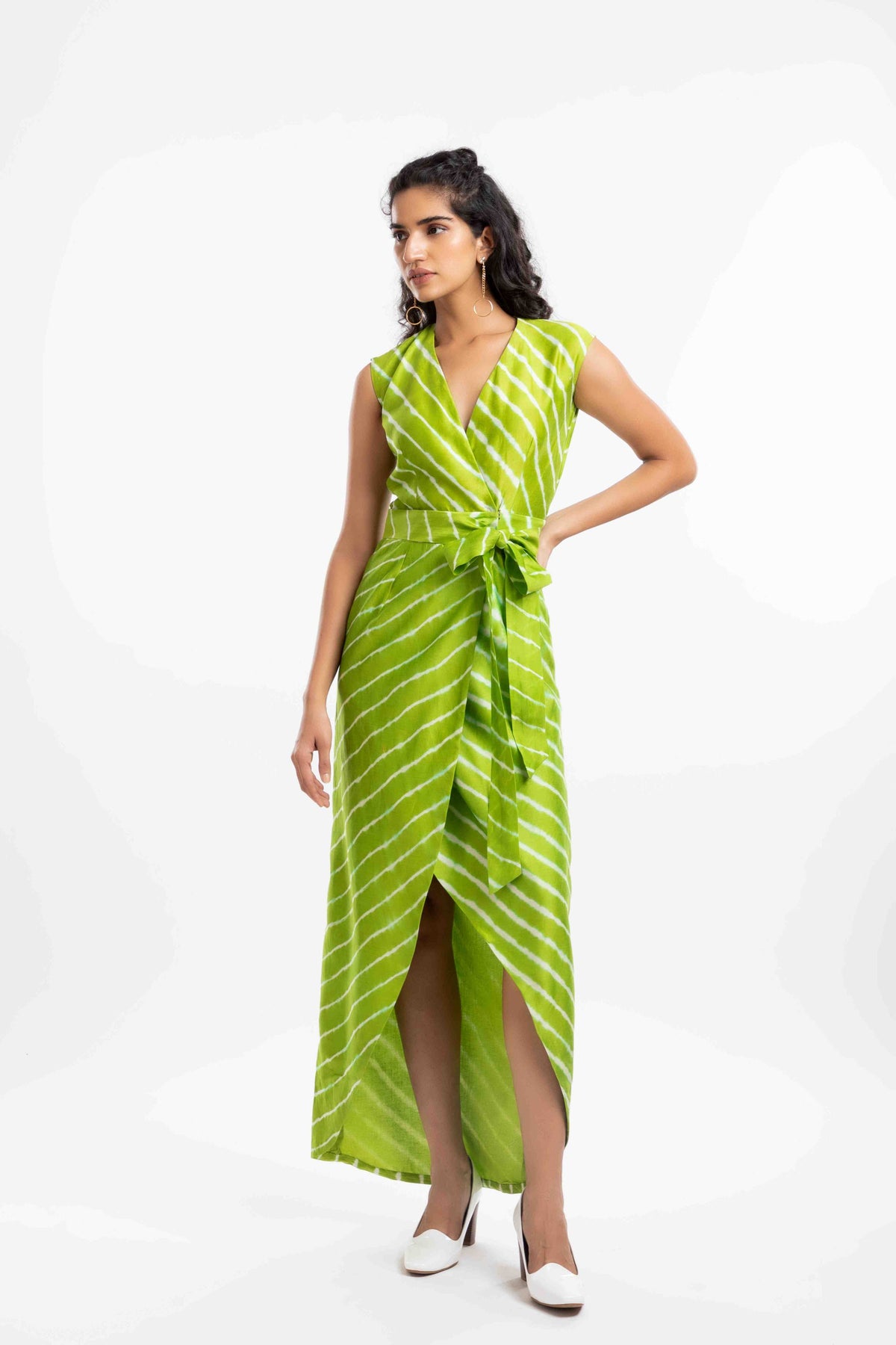 Overlapped Belted Dress