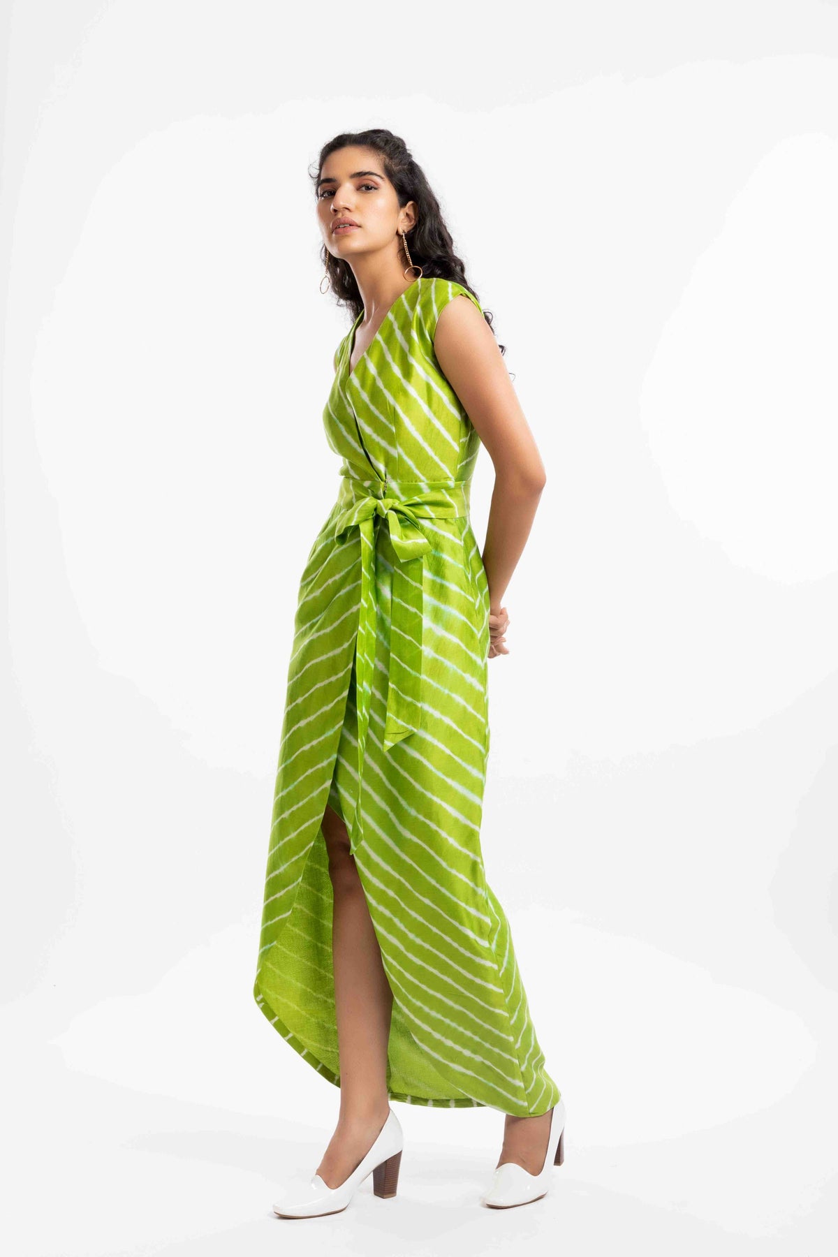 Overlapped Belted Dress