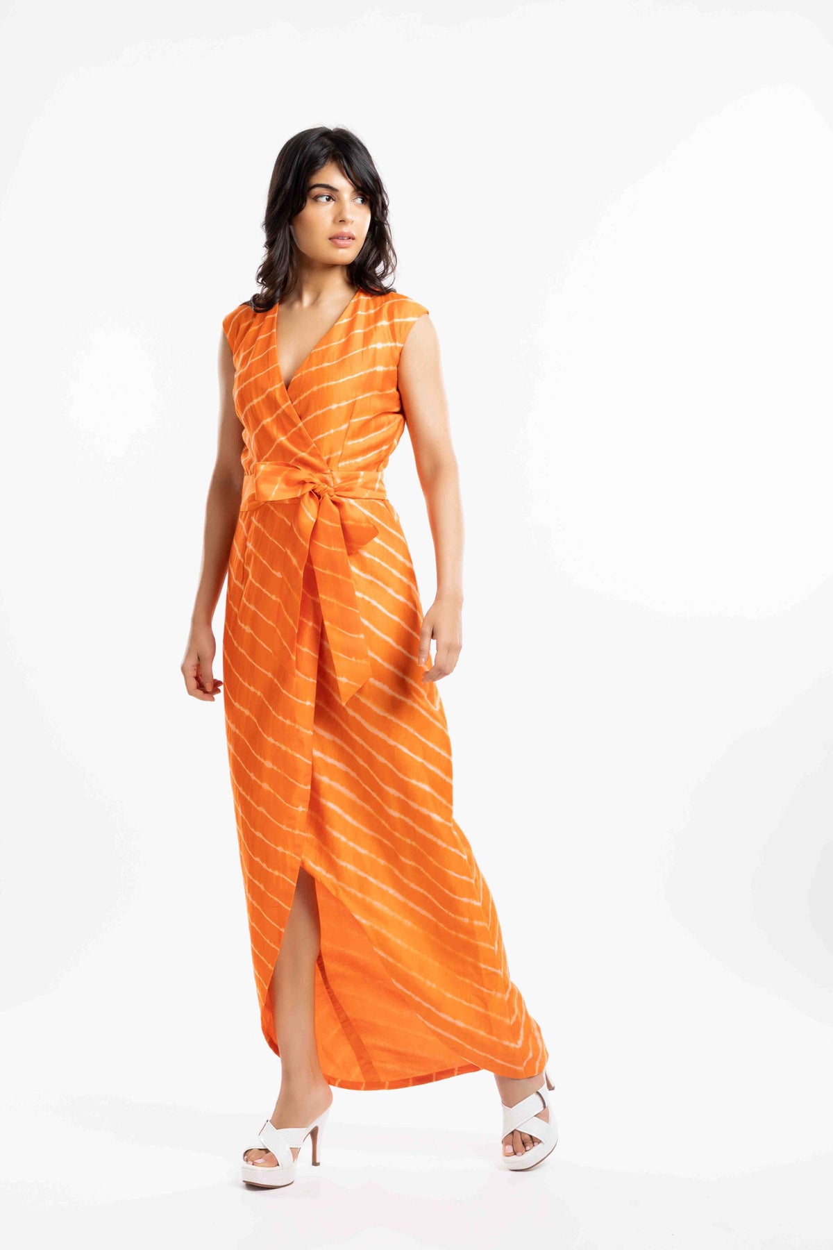 Overlapped Belted Dress